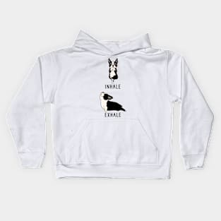 Boston Terrier Inhale Exhale Yoga Pose Kids Hoodie